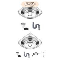 ราคา LOVIVER อ่างล้างหน้าเข้ามุมขนาดเล็กติดผนังติดตั้งง่ายอ่างล้างหน้าเข้ามุมสแตนเลสอ่างล้างจานสําหรับโรงแรมในครัวเรือน (29329421889)