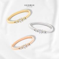 ราคา แหวนเพชรแถว แหวนเงินแท้ S925 เพชรสวิต (CZ) เหลี่ยม H&A ชุบทองคำขาว / ทองคำ 18K /โรสโกลด์ GR023CZ GEORGE Jewelry (28100965310)