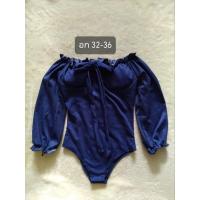 ราคา บอดี้สูทปาดไหล่สีน้ำเงินแขนยาว (18195190598)