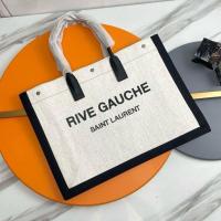 ราคา S***T L****NT YSL Rive Gauche อุปกรณ์เสริมโลหะสีเงิน Canvas กับหนังเรียบช้อปปิ้งกระเป๋า Canvas กระเป๋าถือ 509415.Zx (29634117047)