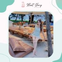 ราคา K668 : ชุดเซ็ตเสื้อแขนกุดผ้าทวิตสีเขียว กระโปรงลูกไม้ (21171799750)