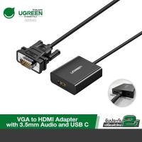 ราคา UGREEN รุ่น 50945 สาย VGA to HDMI สายสัญญาณ Adapter มีช่องเสียบ USB C และ AUX 3.5mm (45754486274)