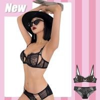 ราคา Victorias Secret สไตล์ขนตาลูกไม้ชุดชั้นในชุด 3/4 ถ้วยบางเบาะแบบมีสาย Push Up Bra และกางเกง Plus ขนาด D เย็บปักถักร้อยตาข่ายเซ็กซี่ชุดชั้นในฤดูร้อน Breathable ผู้หญิงชุดชั้นในชุด (41009826823)