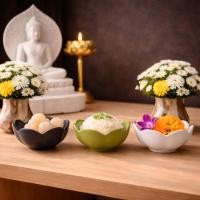 ราคา ถ้วยถวายอาหารมงคล ถ้วยเซรามิกเล็ก จัดชุดถวายข้าวพระพุทธ เสริมบารมีหิ้งพระ มีให้เลือก 3 สี GDC551 (48505222658)