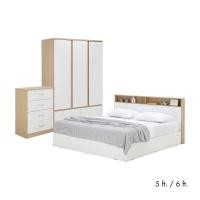 ราคา HomeHuk ชุดห้องนอน รุ่นคาร์เนชั่น+ฟาส (เตียง, ตู้เสื้อผ้า 3 บาน พร้อมลิ้นชัก, ตู้ 4 ลิ้นชัก) - สีขาว/ธรรมชาติ (52100795738)