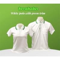 ราคา เสื้อโปโลสีขาวขลิบเขียว (22328186358)