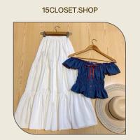 ราคา ชุดเซตเสื้อแขนระบาย ใส่ปาดไหล่ได้ค่ะ+กระโปรงยาวเอวยางยืด ซื้อแยกได้ค่ะ (25967695358)