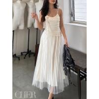 ราคา 702กระโปรงยาวด้านในผ้าเงาอัดพลีทด้านนอกผ้ามุ้งอัดพลีท (29203434220)