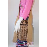 ราคา B-016 กระเป๋าย้ามผ้าพื้นเมือง กระเป๋าสะพายข้าง สีน้ำตาลลายช้างสีดำ (1993343125)