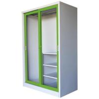 ราคา ตู้เสื้อผ้า บานเลื่อนกระจกใส (สีเขียว) (1749592978)