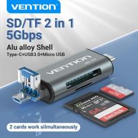 ราคา Vention SD card reader type C card reader micro USB SD card reader for Windows Linux PC laptop iphone 16 USB 3.0 reader sd/tf OTG 2 in 1 3 in 1 smart card reader adapter card Reader (1585183419)