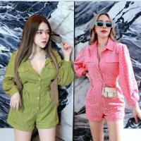 ราคา จั๊มสูทแขนยาว ผ้าฉลุ สีม่วง (27508180216)