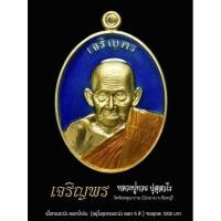 ราคา หลวงปู่ทวน วัดโป่งยาง เหรียญเจริญพร แยกชุดกรรมการ ทองระฆังลงยาม่วง (12188240959)