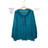 ราคา มือสอง used เสื้อสาวอวบ เสื้อเชิ้ต คอกลม แขนยาว สีเขียวเข้ม ใหม่ ผ้าเรยอน อกหน้าผ้า 46 วงแขน 18 ยาว 28 นิ้ว #sonoma (24428275110)