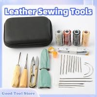 ราคา 28/33 ชิ้นเครื่องมือเย็บผ้าหนังพร้อมด้ายขี้ผึ้งเย็บเข็ม Burnishing Rod Awl PunchLeather เข็มขัดกระเป๋าซ่อมเครื่องมือ (52603020667)