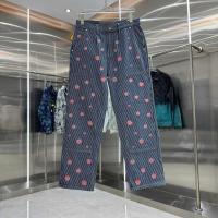 ราคา ️[คุณภาพสูง] สินค้า! กางเกงผ้ายีนส์แตงโมลาย1-ลายทางสีฟ้าที่มีเย็บปักถักร้อยสีแดงหรูหรารอบ (48801852578)