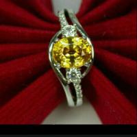 ราคา แหวนเงินแท้925 พลอยบุษราคัม น้ำหนัก1.64 กะรัต สวยไฟดีค่ะ (1388779676)