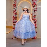 ราคา ชุดเดรสสายเดี่ยวลายดอก สีฟ้า ผ้าชีฟอง (42015150365)