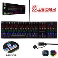 ราคา คีย์บอร์ด แม็คคานิคอล NUBWO รุ่น X-LUTION M+ X21 BLUE SWITCH ตั้งมาโครได้ (28237711751)