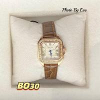 ราคา BOLUN นาฬิกาสายหนังแก้ว หญิงหน้าปัดเหลี่ยมเล็ก รหัส BO (16488142310)