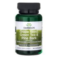 ราคา Swanson Grape Seed, Green Tea & Pine Bark Complex 60 แคปซูล รวมสารสกัดจาก เมล็ดองุ่น เปลือกสน ชาเขียว (5516647565)
