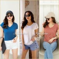 ราคา Gi-ants เสื้อยืดคอวีแขนในตัว ทรงสวย ผ้าเรย่อนเกรดดีเนื้อนิ่ม (9675745141)