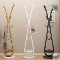 ราคา Household Bedroom Coat Rack Floor Standing Clothes Rack Simple Entryway Clothes Storage Rack Creative Iron Art Drying Ra (27438694859)