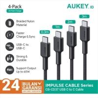ราคา Aukey CB-CD37 สายชาร์จ 30 ซม. 1M 2M 3M USB Type C ถึง C 3A 60W PD (40719053195)