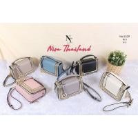 ราคา กระเป๋าทรงกล่องหน้าโซ่สีชมพูแบรนด์ Nisa (6940766572)