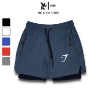 ราคา DO GYM SHOP กางเกงกีฬาขาสั้นผู้ชายสีเทา 2 ชั้นเป็นยางยืดสุดเท่ไม่ระบาย (47856122450)