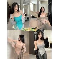 ราคา Cicishop(Z8030/J768)ชุด SET เสื้อสายเดี่ยว(มีฟองน้ำ)+เสื้อคลุมสีพื้น ดีเทลผูกเชือกด้านข้าง (20392543739)