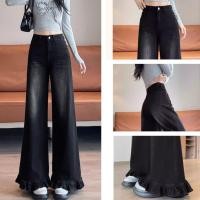 ราคา Plus Size~Straight-leg pants Blue Denim กางเกงขายาวทรงตรงหลวมๆ ทันสมัย กางเกงยีนส์ขาบานยืดทรงสวยทันสมัย HOT (46353938531)