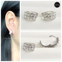 ราคา ✨NEW✨ต่างหูห่วงเล็กเพชร CZ เพชร 2 แถว งานเพชรเม็ดใหญ่วิ้งๆ ขนาดห่วง 1 cm (20089872596)