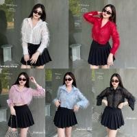 ราคา Sunnyเสื้อเชิ้ตครอปขนมิ้งฟรุ้งฟริ้ง✨เสื้อครอปขนวิ้งๆ 5Color (17791720277)