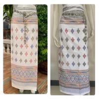 ราคา ผ้าถุงผ้าฝ้ายพิมพ์ลาย ผ้าถุฃป้ายพีนมีเชือกผูกสวยๆ (19237009293)