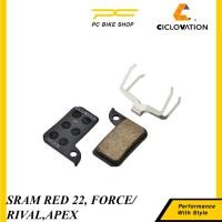 ราคา CICLOVATION SRAM สีแดง 22/FORCE/RIVAL/APEX RB ดิสก์เบรก Pad ขี่จักรยานจักรยาน 单车 รถ Basikal Paret Rem เหล็ก CX1 S700 แผ่น (41428196598)