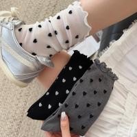 ราคา ผู้หญิงถุงเท้าสั้นที่มีขอบหูไม้หลวมและขนาดเล็กรูปหัวใจรูปแบบ ข้อมือ ฤดูร้อนบาง เจเค กองถุงเท้าเกาหลี (26314704786)
