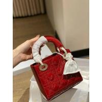 ราคา Dior Toujours กระเป๋าโอนปีใหม่/กระเป๋าแต่งงานกระเป๋าสีแดงจะนําโชคดีไปคนสามกริด Dior to〰urs หนังสิทธิบัตรไวน์แดง 18 ซม.ชุดบรรจุภัณฑ์ ujo ️ (46354460301)