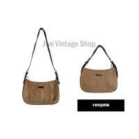 ราคา Renoma Paris กระเป๋าสะพายไหล่ / crossbody ผ้าแคนวาสสีน้ำตาล สายเป็นหนัง pu ปัีมจระเข้ ทรงสวย มือสอง สภาพดีจากตู้ญี่ปุ่น (19685545648)
