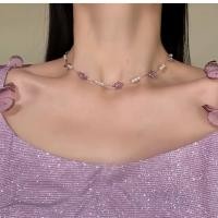 ราคา สร้อยคอผู้หญิงหินสีม่วงและมุก 1155 (42403813726)