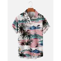ราคา เสื้อฮาวาย เสื้อเชิ้ตฮาวายพิมพ์ลายต้นมะพร้าว แบบหลวม สไตล์ชายหาดสำหรับผู้ชาย (55105493281)