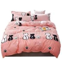 ราคา ผ้าปู7ฟุต !! ชุดเครื่องนอนพร้อมผ้านวม ลายน้องแมว (7869742161)