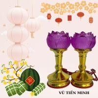 ราคา โคมไฟหมู่บูชาดอกบัวขนาดกลางเปลี่ยนสีได้คู่ใช้ประดับแท่นบูชา (40713501857)