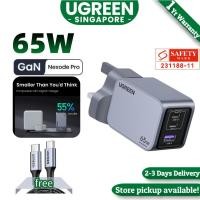 ราคา UGREEN 65w Nexode Pro GaN PD Fast Charger Mini Size Protable Charger Quick Charge 2C1A 2 Type C 1 USB A Charger (41078190615)