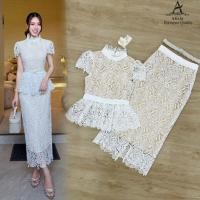 ราคา ชุดเซ็ตลูกไม้ขาว!!! S-2XL Set3ชิ้น เสื้อสีขาวชายระบาย+กระโปรงทรงสอบผ้าลูกไม้+เข็มขัดมุก งานป้าย (47454353522)