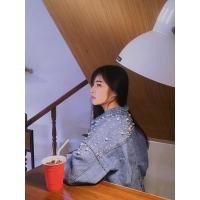 ราคา แจ็คเก็ตยีนส์ปักมุก เสื้อครอป ครอปแขนยาว แจ็คเก็ตครอป (11043907071)