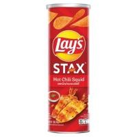ราคา แนะนำ!! เลย์ สแตคส์ มันฝรั่งทอดกรอบ รสหมึกย่างฮอตชิลลี่ 105กรัม Lay's Stax Hot Chili Squid Potato Chips 105g (10316487557)