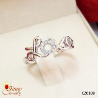 ราคา แหวนเงินแท้ 92.5% ประดับเพชร cz เขียนคำว่า Love งานเกรดจิวเวลรี่ น่ารักมาก CZ0108 (224464934)