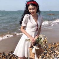 ราคา เดรสลูกไม้ฉลุลาย กระดุมหน้า งานป้าย (2048850667)