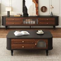 ราคา ใหม่จีนฝรั่งเศสที่เรียบง่ายจีนตู้ทีวีสองชิ้นชุดย้อนยุคโต๊ะกาแฟบ้านไม้เนื้อแข็งตู้ข้างตู้ทีวีโบราณ 7UES (45355275772)